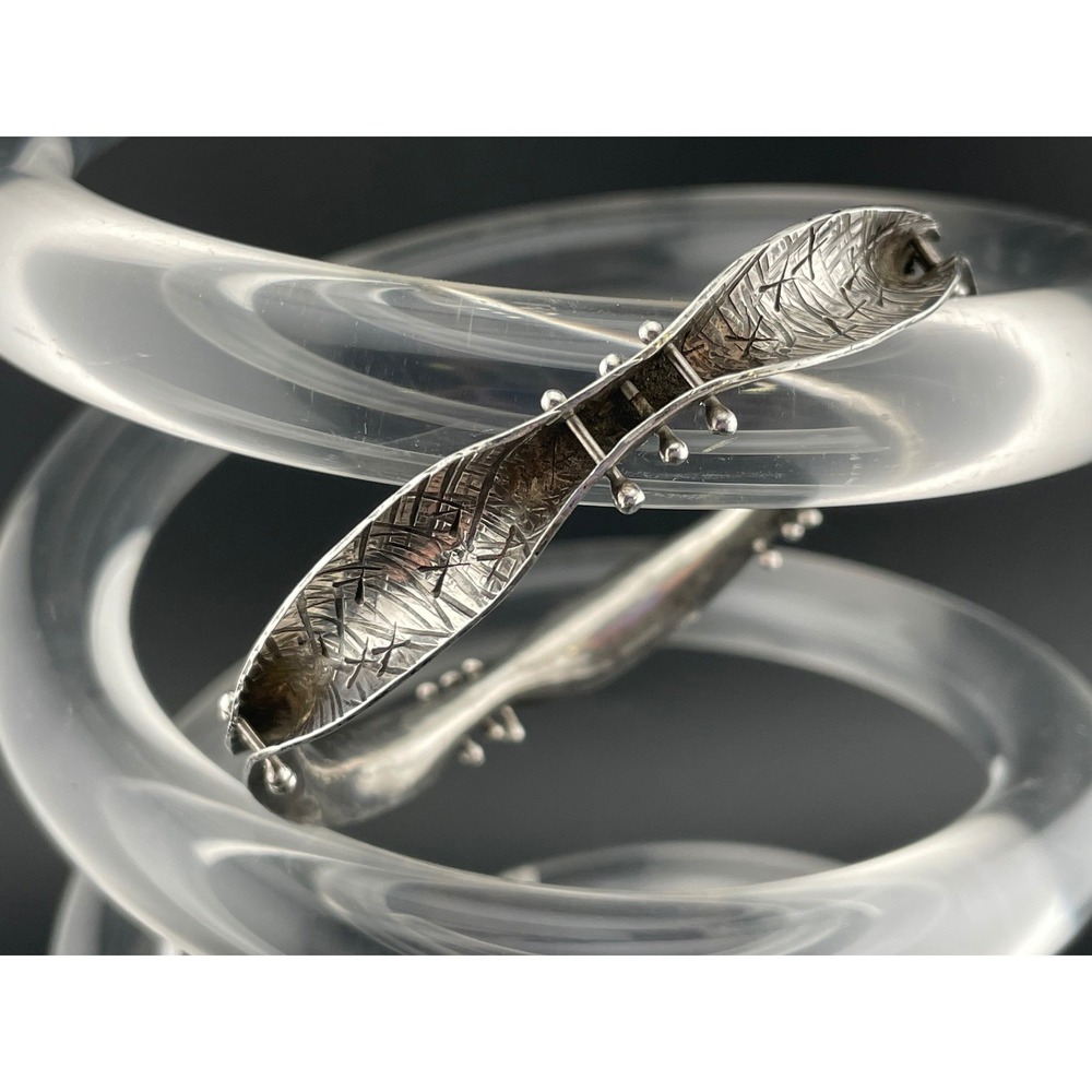 Handmade Vintage Sterling Silver Studio Modernist Biomorphic Bangle Bracelet